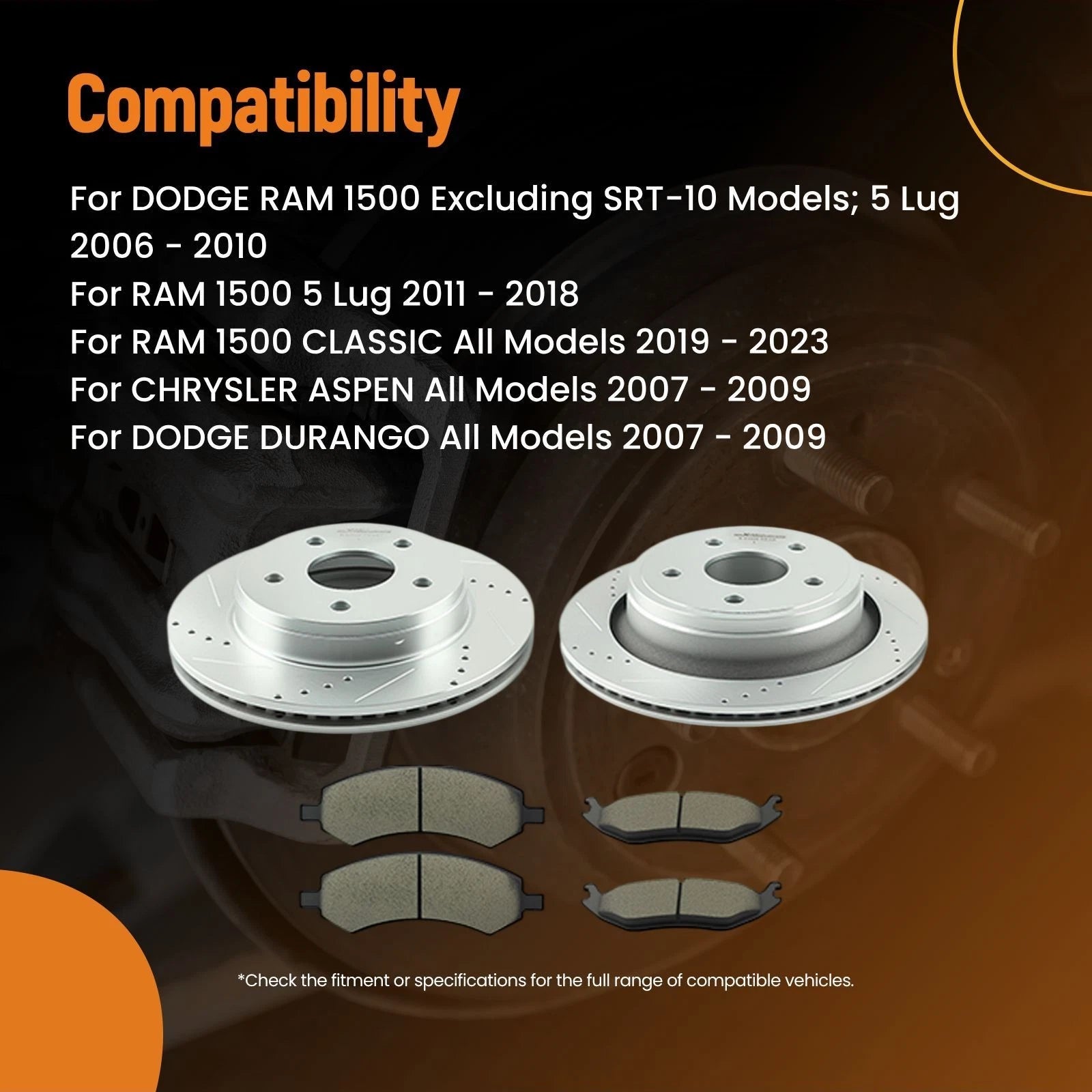 Brake Rotors and Pads Set for Chrysler Aspen (2007-2009)