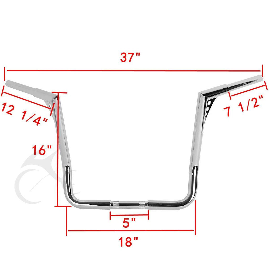 Chrome Ape Hanger Handlebars 1-1/4" 16" for Harley Dresser/Bagger