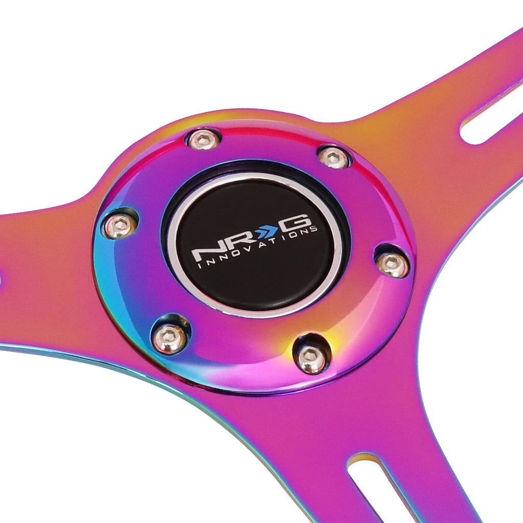 NRG 35cm Neon Purple Wood Grain Neo Chrome Steering Wheel for Universal (2010–2023)