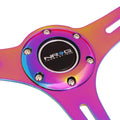 NRG 35cm Neon Purple Wood Grain Neo Chrome Steering Wheel for Universal (2010–2023)