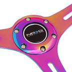 NRG 35cm Neon Purple Wood Grain Neo Chrome Steering Wheel for Universal (2010–2023)