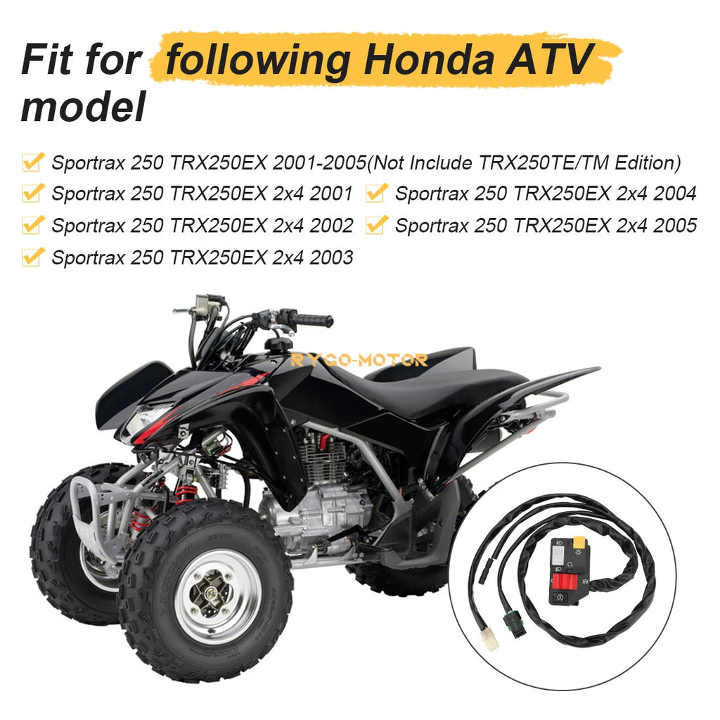 Handlebar Start Kill Headlight Switch for Honda Sportrax TRX250EX (2001–2005)