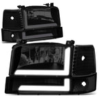 6Pcs Headlight & Bumper Lamp for Ford F150 F250 F350 (1992–1996) w/LED DRL Smoked/Clear