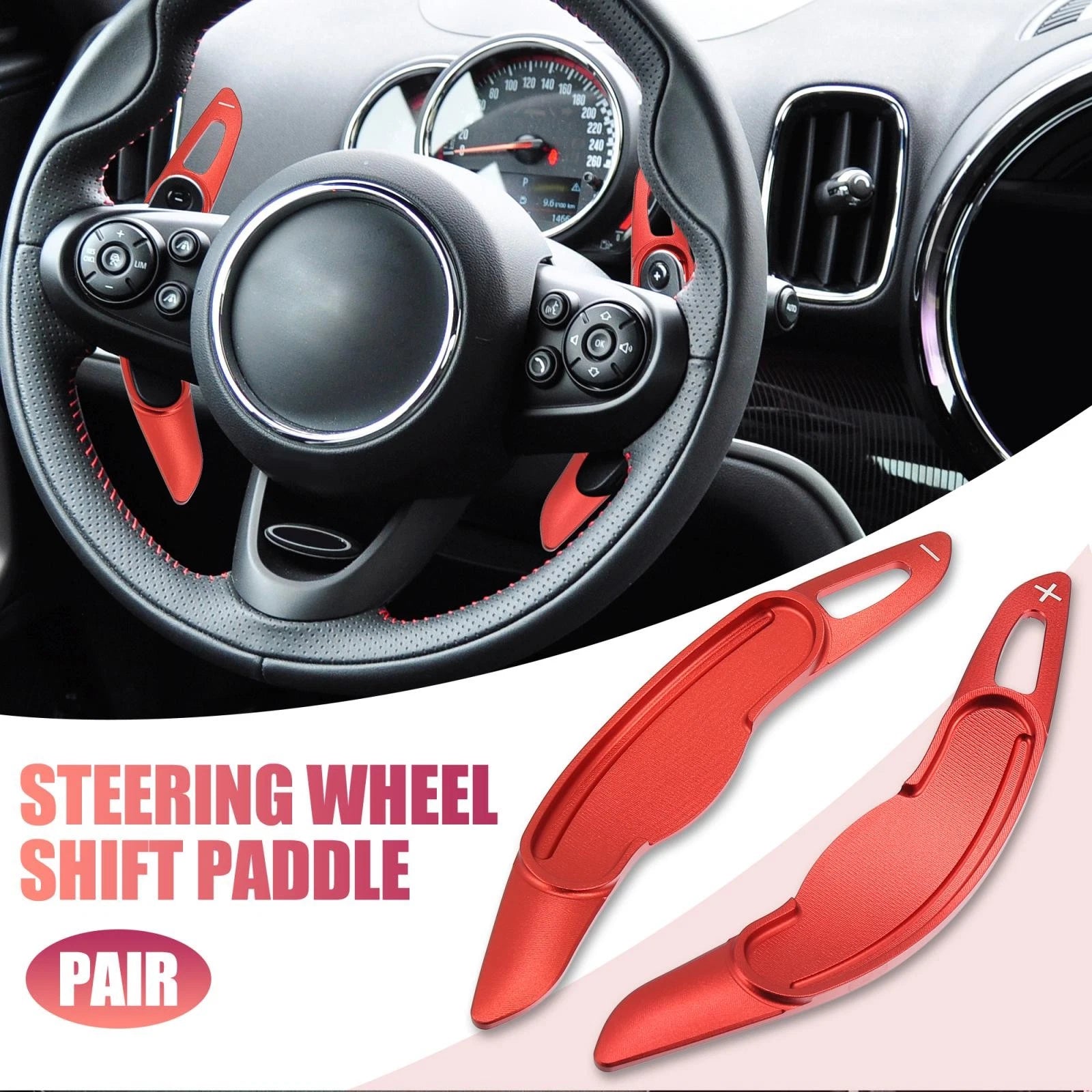 Pair Red Shift Paddle Extend Covers for BMW Mini Cooper 