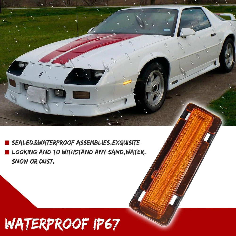 Yellow Amber LED Front Side Marker Lights for Pontiac Firebird (1982–1992)