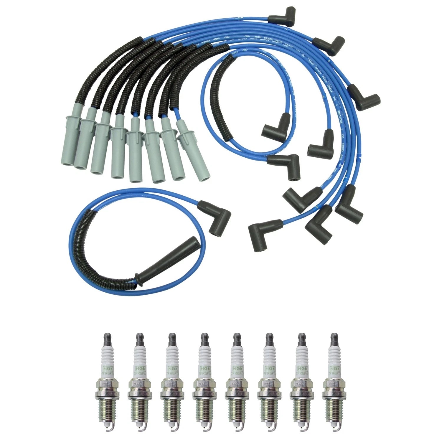 NGK 7mm Wire Set 8 Platinum Spark Plugs for B1500 B3500 Dakota Ram 3500 (1994–2003)