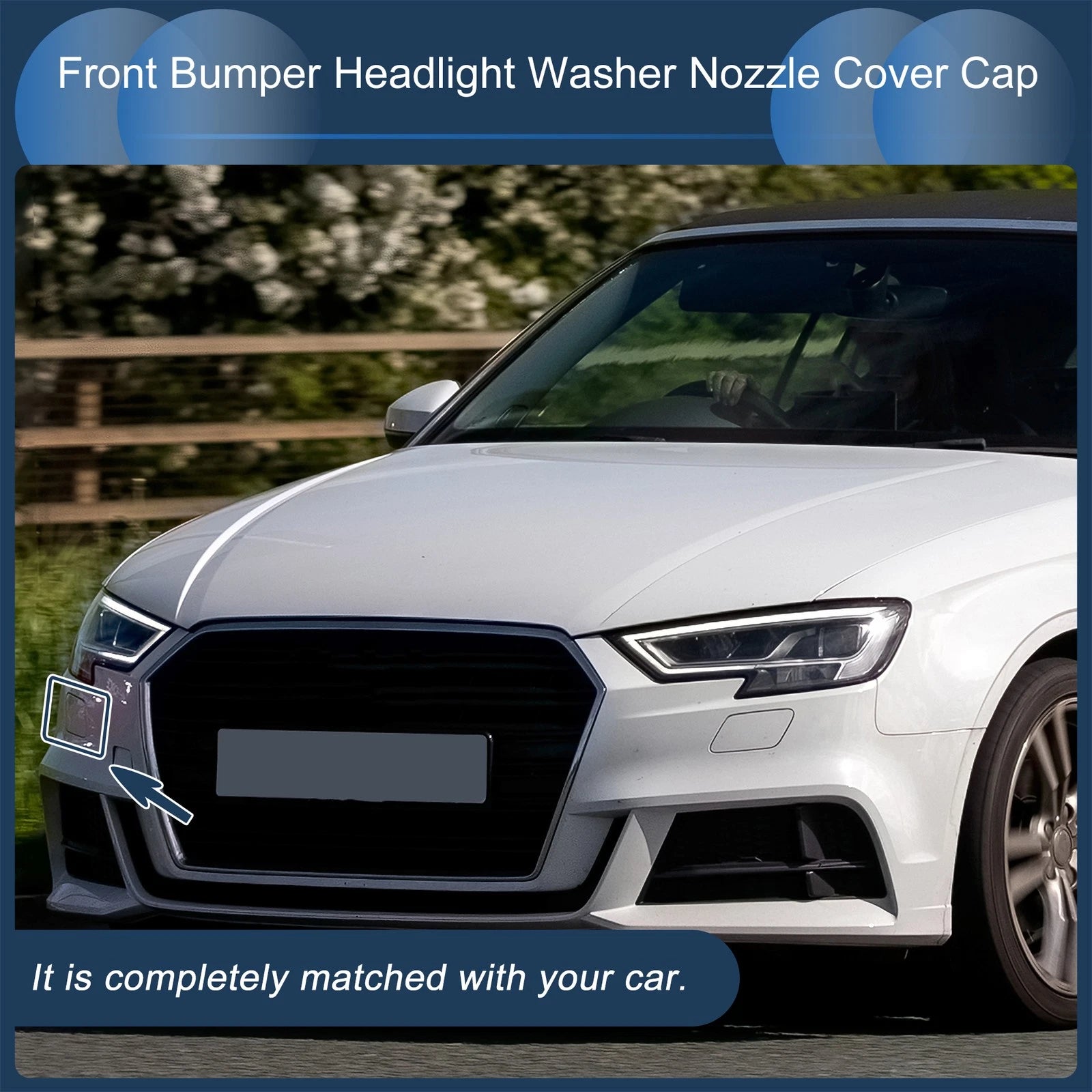 Front Right Washer Nozzle Cover Cap for Audi A3 8V (2013–2016) Gray
