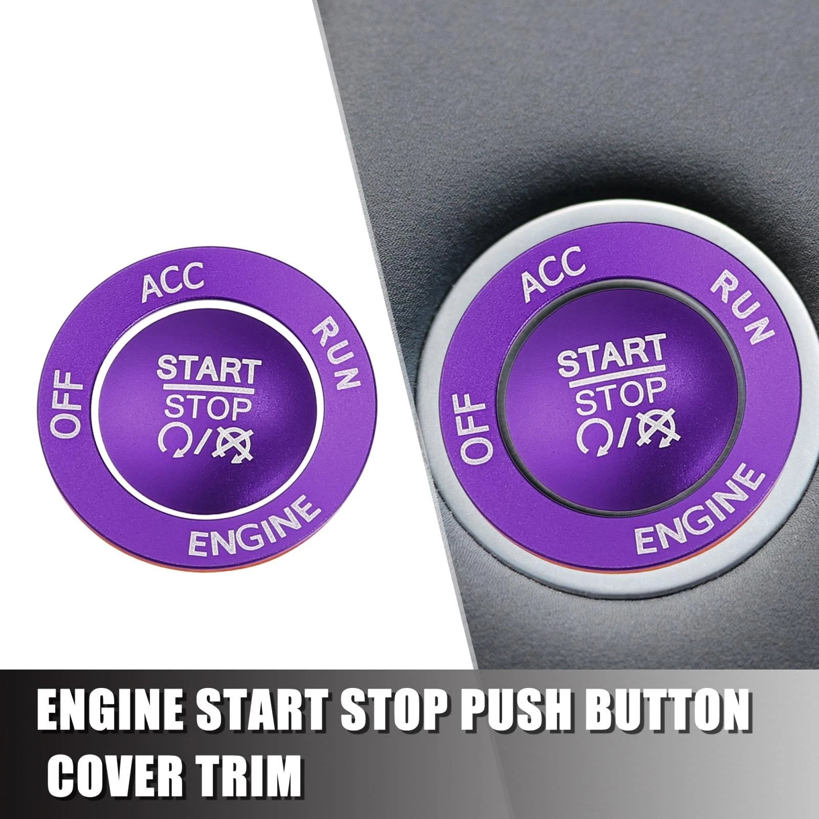 Push Start Stop Button Cover Kit for Dodge Charger Challenger (2015–2023) - Purple