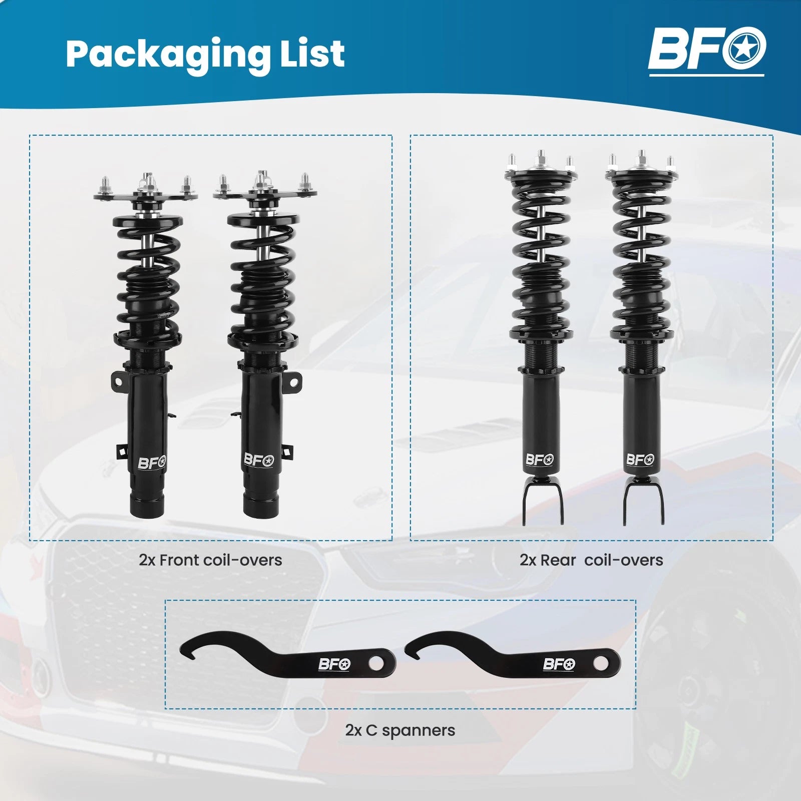 BFO Adjustable Coilovers Lowering Kit for Honda Accord (2013–2017) Acura TLX (2015–2020)