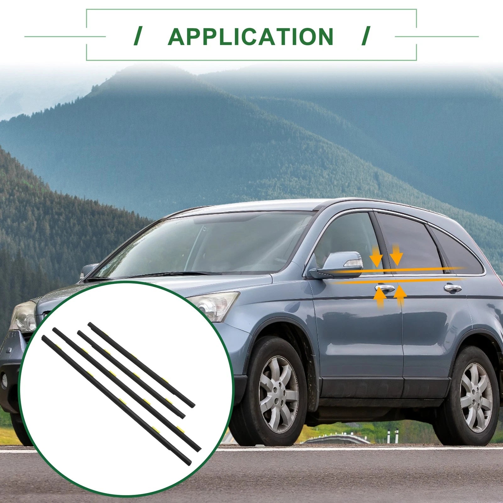 Set of 4 Weatherstrip Window Seal No.72450S9A003 for Honda CR-V (2002–2006)