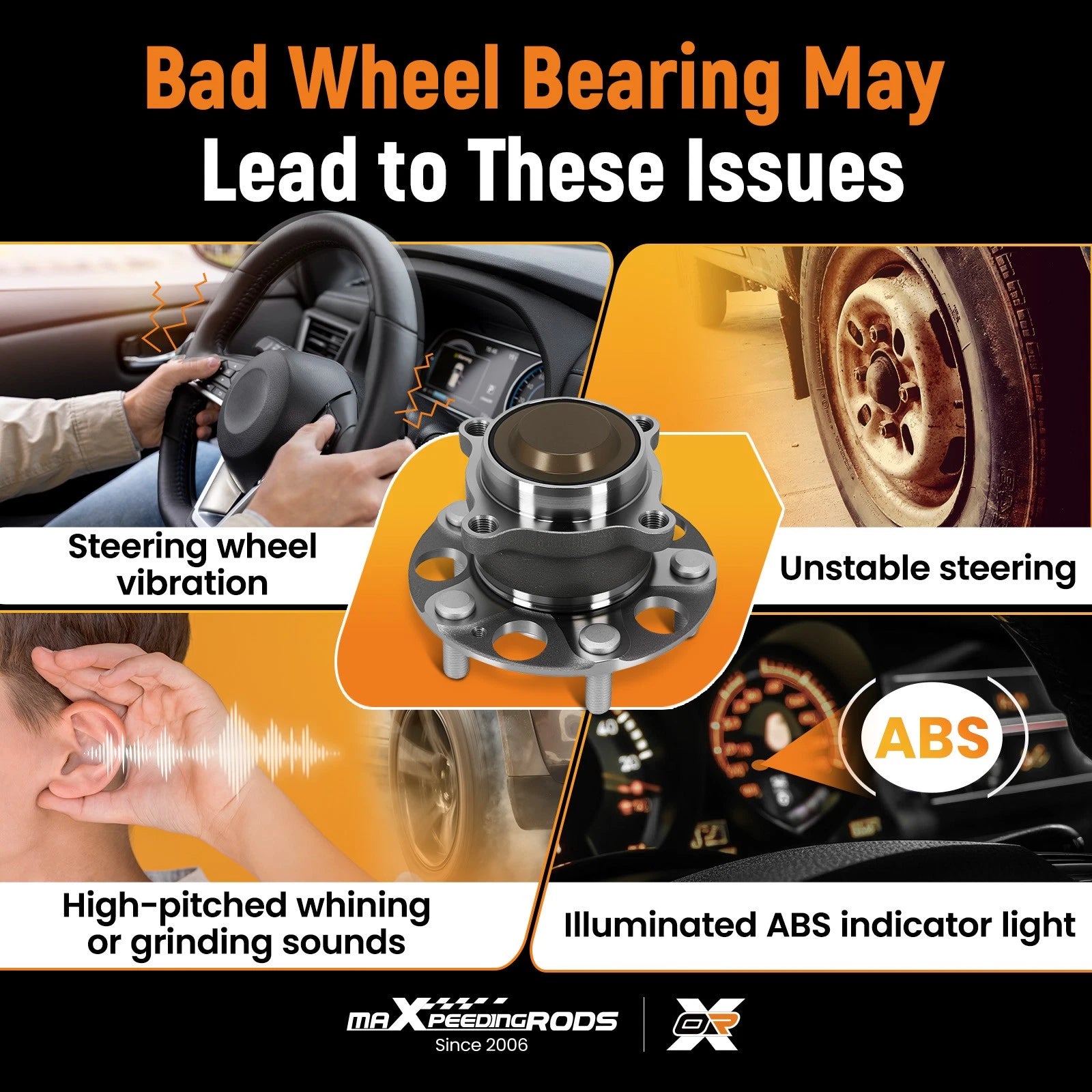 5 Lug Wheel Hub Bearing Kit for Acura TLX Honda Accord (2013–2020) 157733 Rear Pair