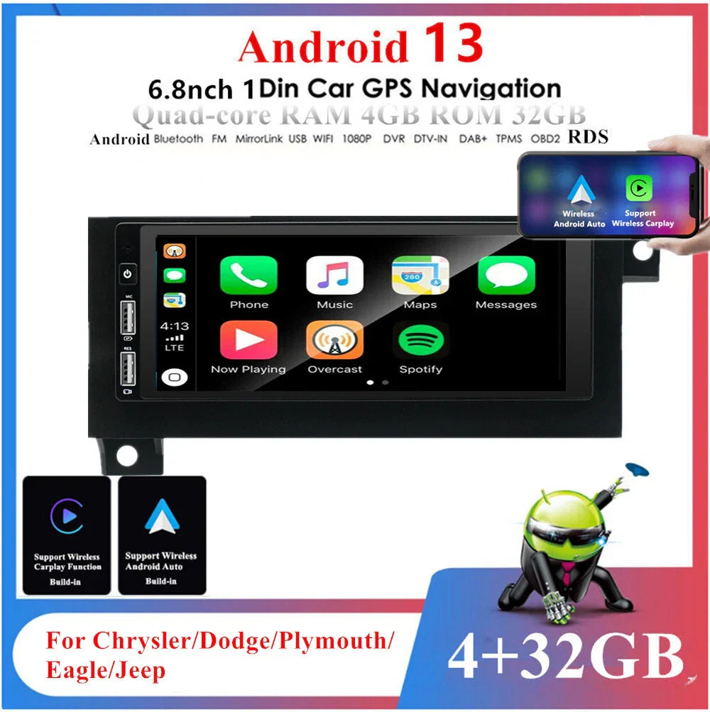 6.8" Stereo Radio GPS Wifi for Chrysler Dodge Plymouth Carplay (1975-2000)