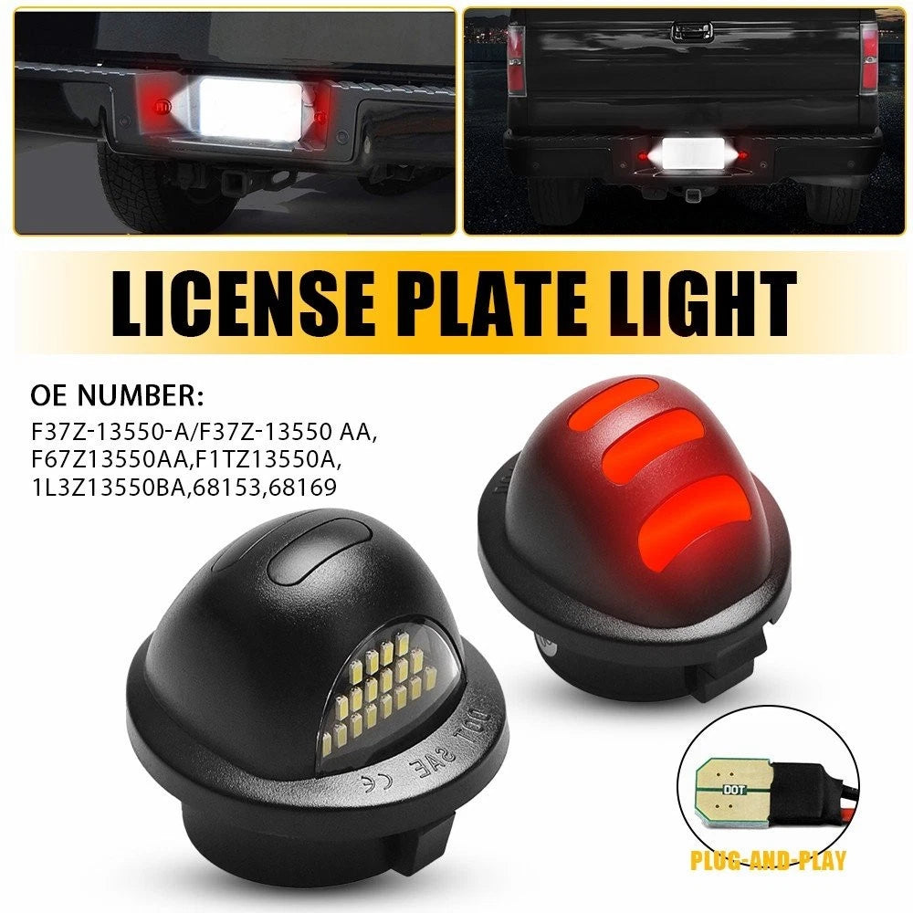 Red LED License Plate Light with Wiring Harness for Ford F150 250 350