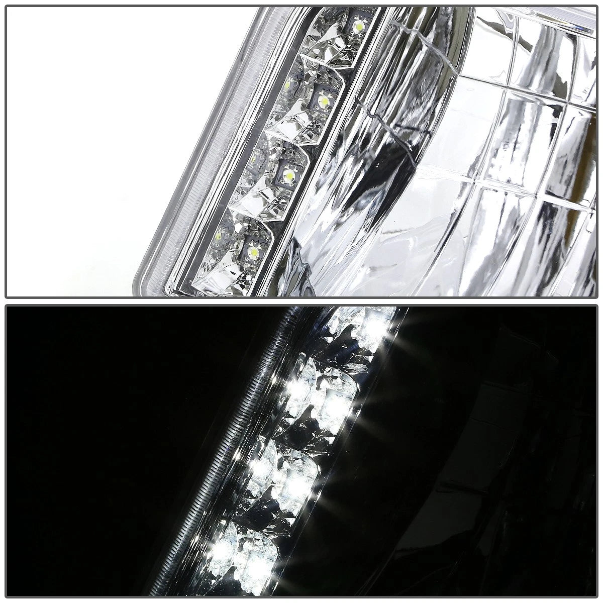 LED DRL Bumper Headlights for Ford F150/F250/F350 (1992–1996) Chrome Amber
