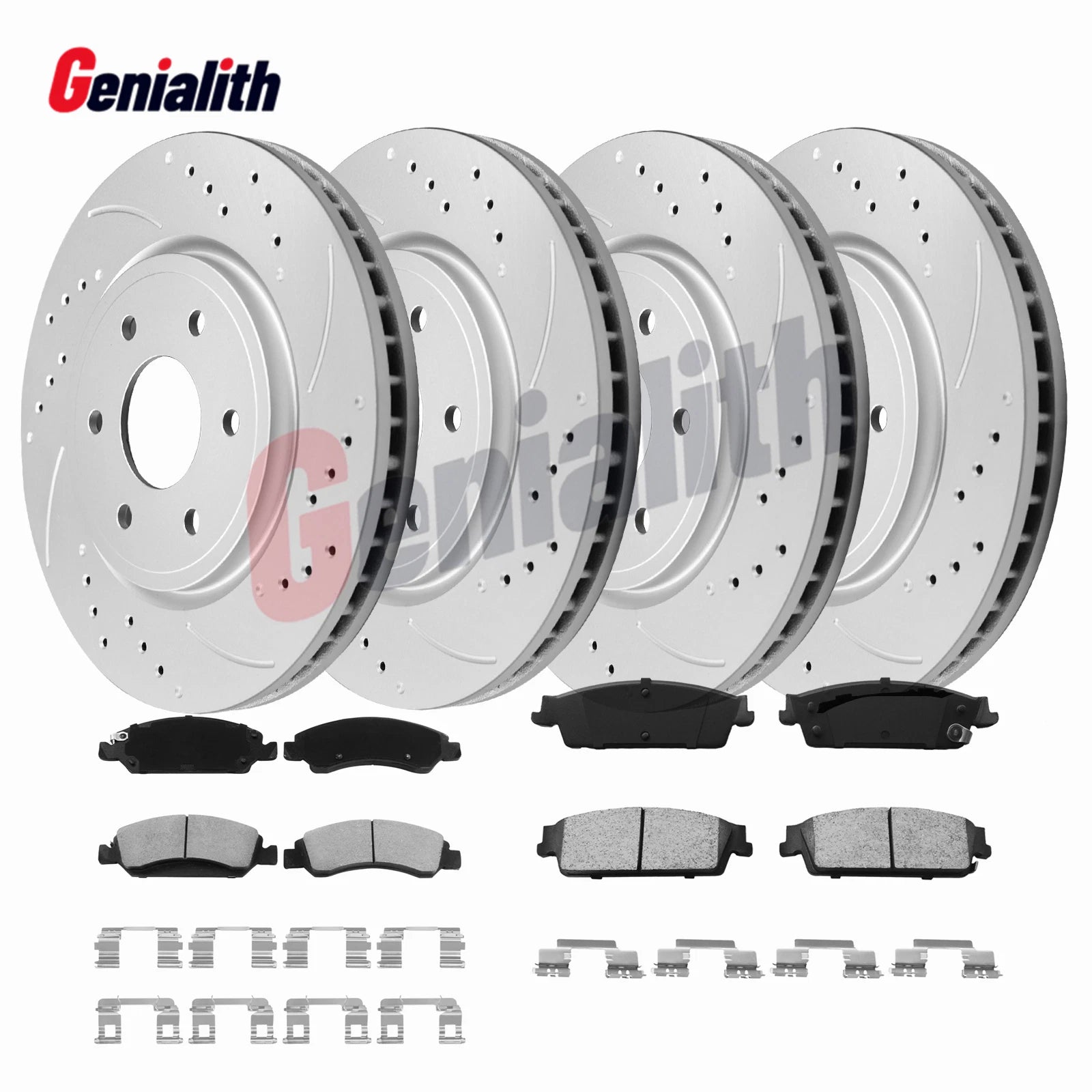 Front Rear Brake Rotors Brake Pads Kit for Chevrolet Silverado GMC Sierra 1500 (2014–2018)