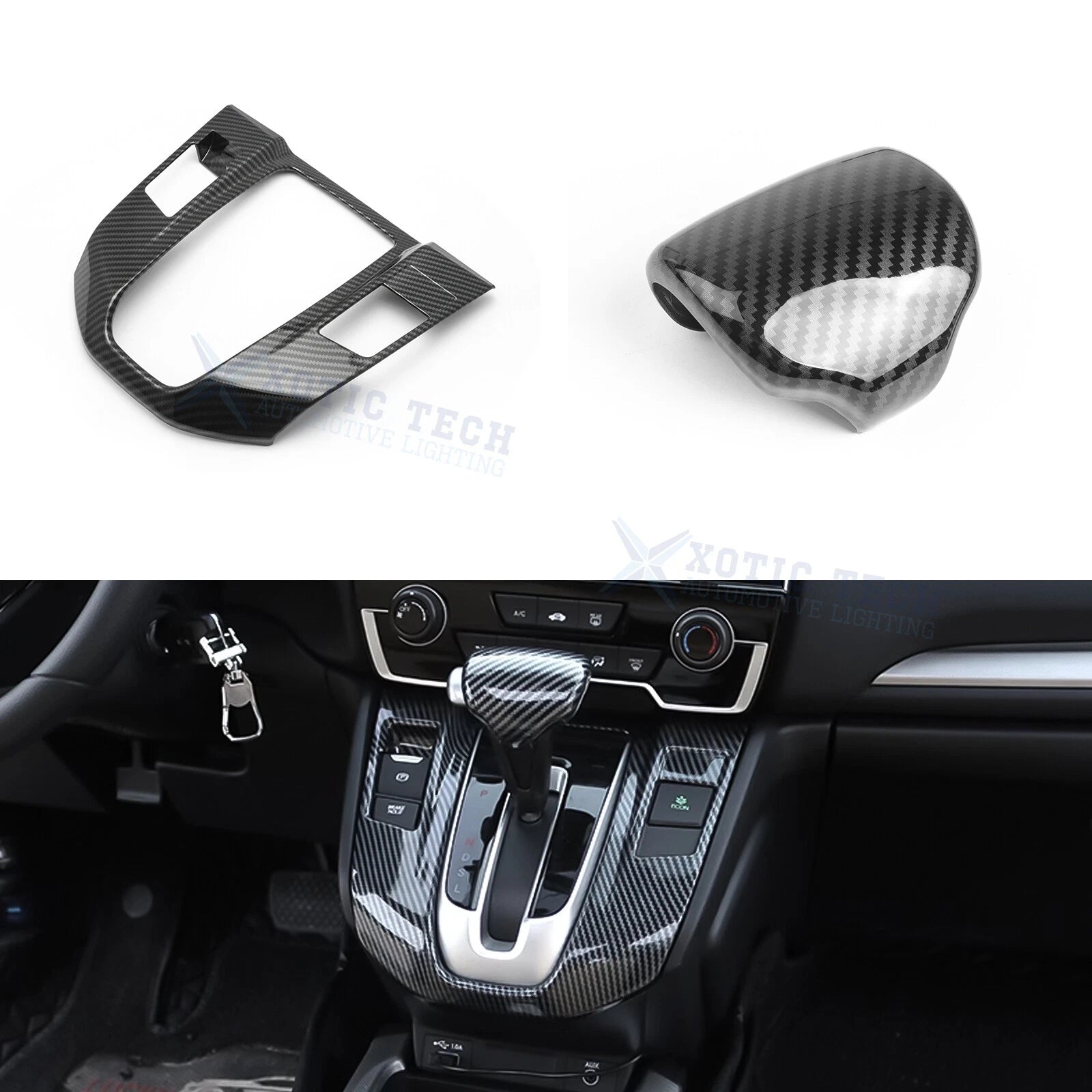 Carbon Fiber Black Center Gear Shift Panel for Honda CR-V (2017–2022)
