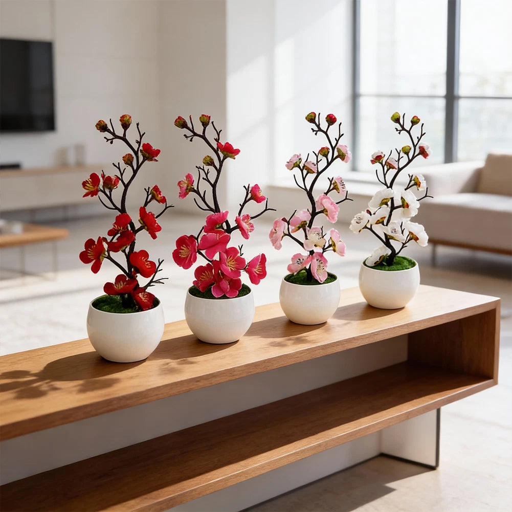 Set of 4 Low Maintenance Artificial Flower Arrangements for Indoor Use