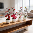 Set of 4 Low Maintenance Artificial Flower Arrangements for Indoor Use