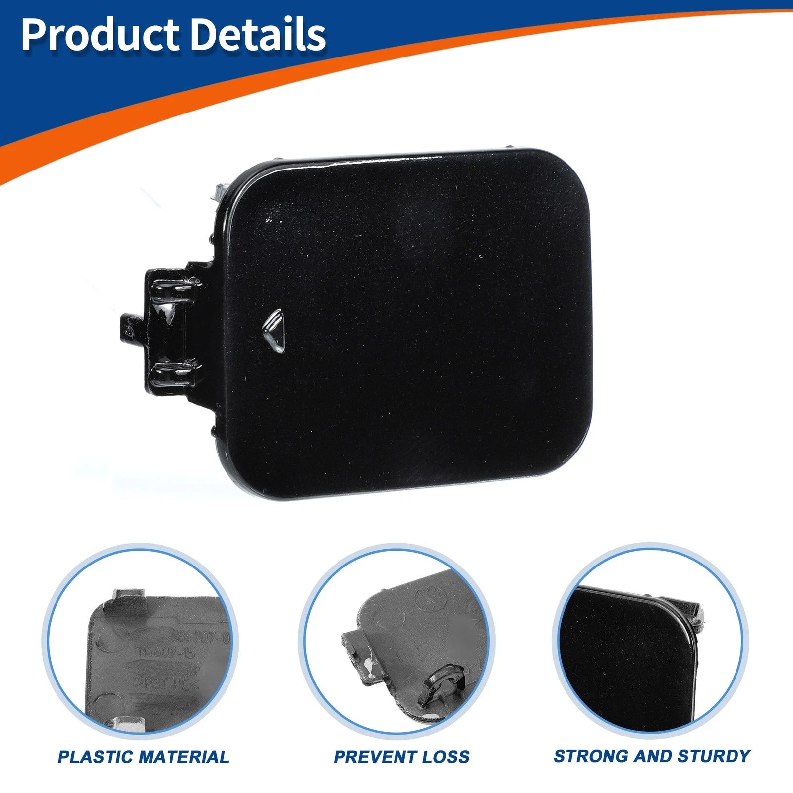 Tow Hook Cover for BMW 528i 535i 550i (2011–2016) No. 51117184708 Black