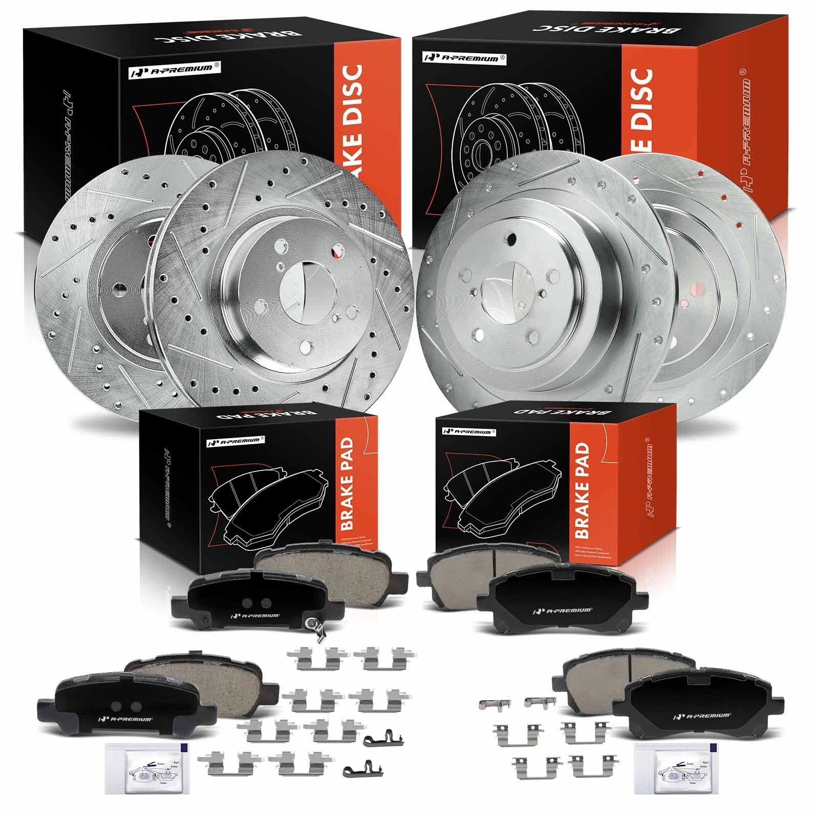 Set of 4 Drilled Brake Rotors & Ceramic Pads for Subaru Outback (2000)