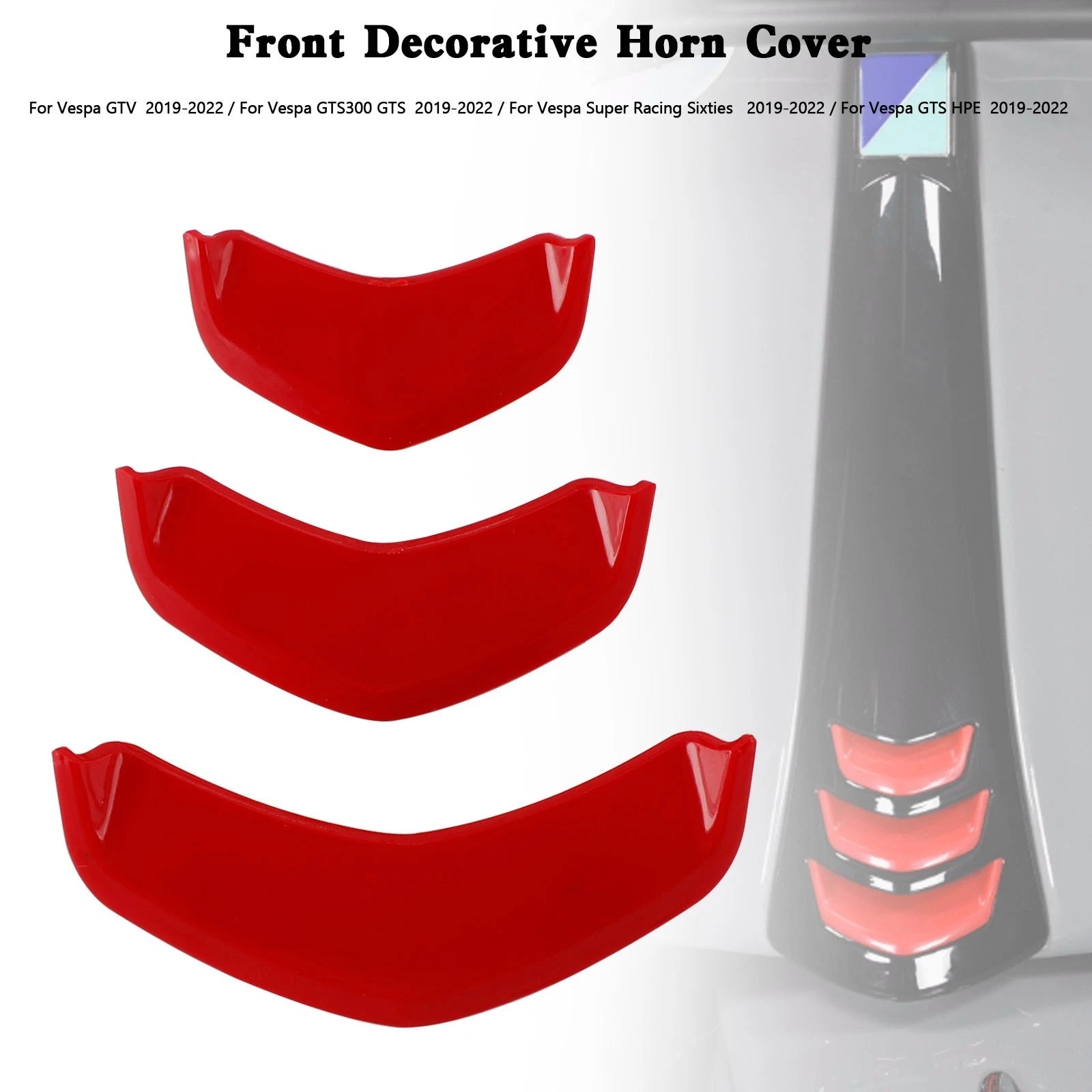 Front horn cover trim for Vespa Sprint 300, GTS 300, GTV (2014–2023) Red