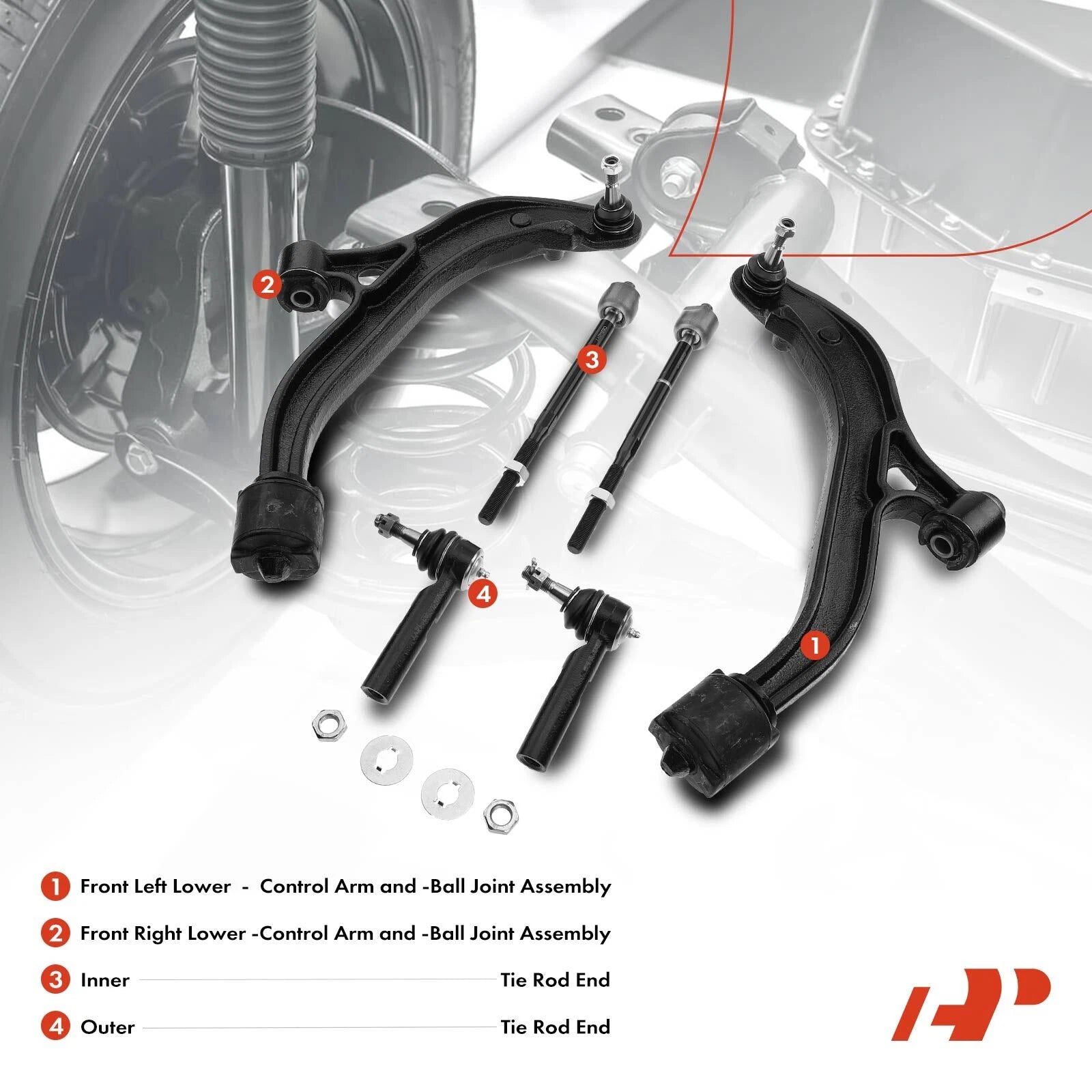 6x Front Lower Control Arm Tie Rod for Dodge Grand Caravan (2008-2020)
