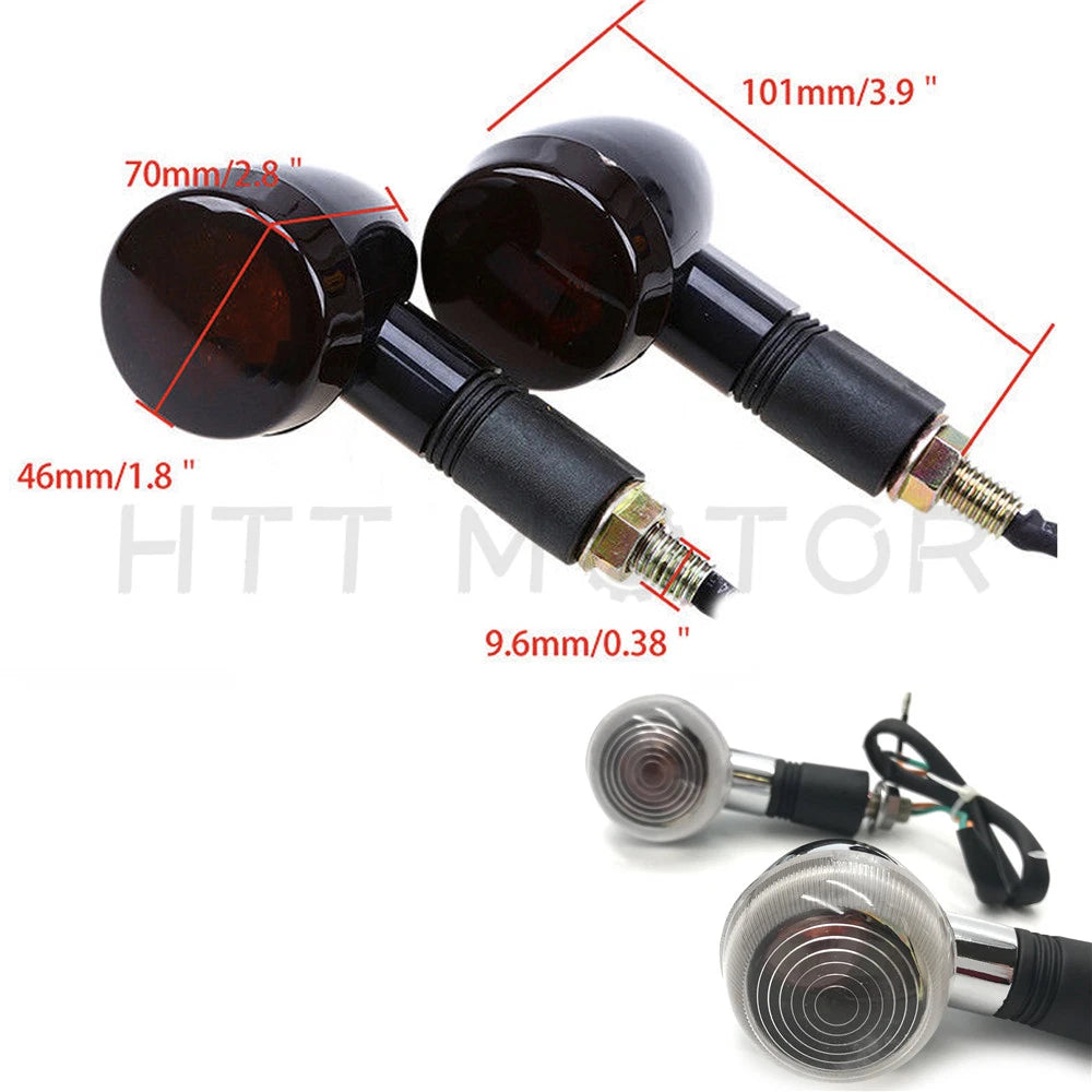 Bullet Turn Signals for Universal Motorcycles (Chrome, Amber)
