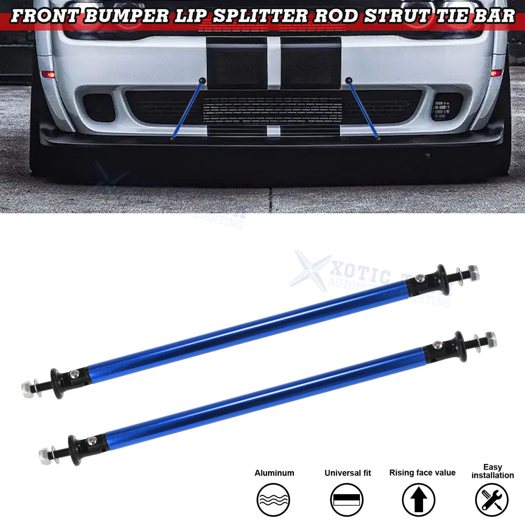 Sporty Blue Adjustable Car Front Bumper Lip Splitter Strut Rod Tie Bars for Car (—)