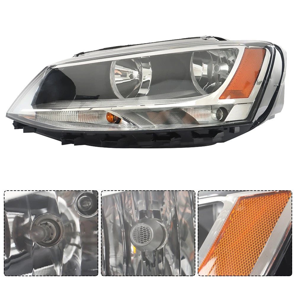 Headlight for Volkswagen Jetta (2011–2018) Black Left Driver Side