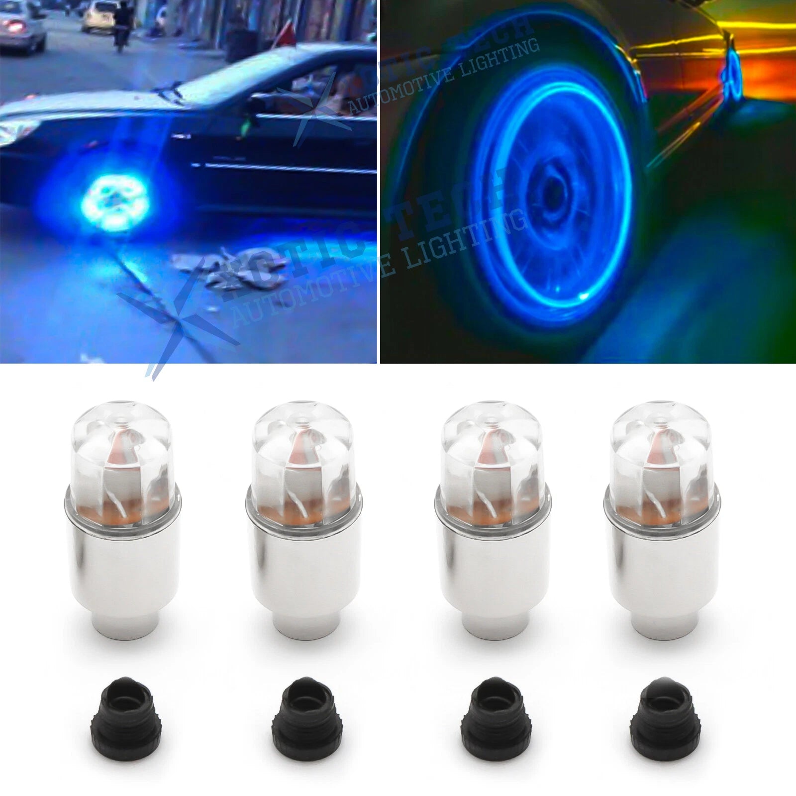 4pcs Blue LED Tyre Valve Caps for Universal Car Truck (2010–2025)
