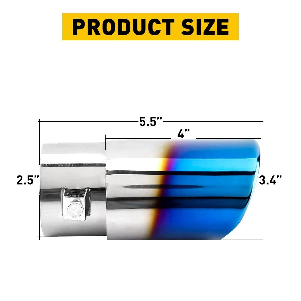 Exhaust Pipe Tip for Car (Stainless Steel, Round, Burnt)