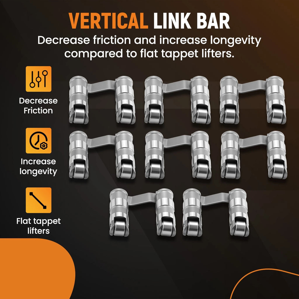 16Pcs Hydraulic Roller Lifter for Chevrolet Big Block V8 BBC (396–454)
