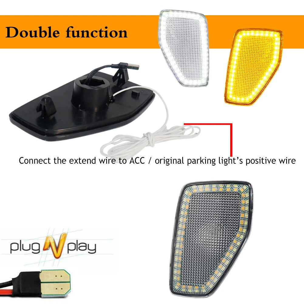 Set of 2 Clear LED Front Fender Side Marker Lights for Hummer H3/H3T (2005–2010)