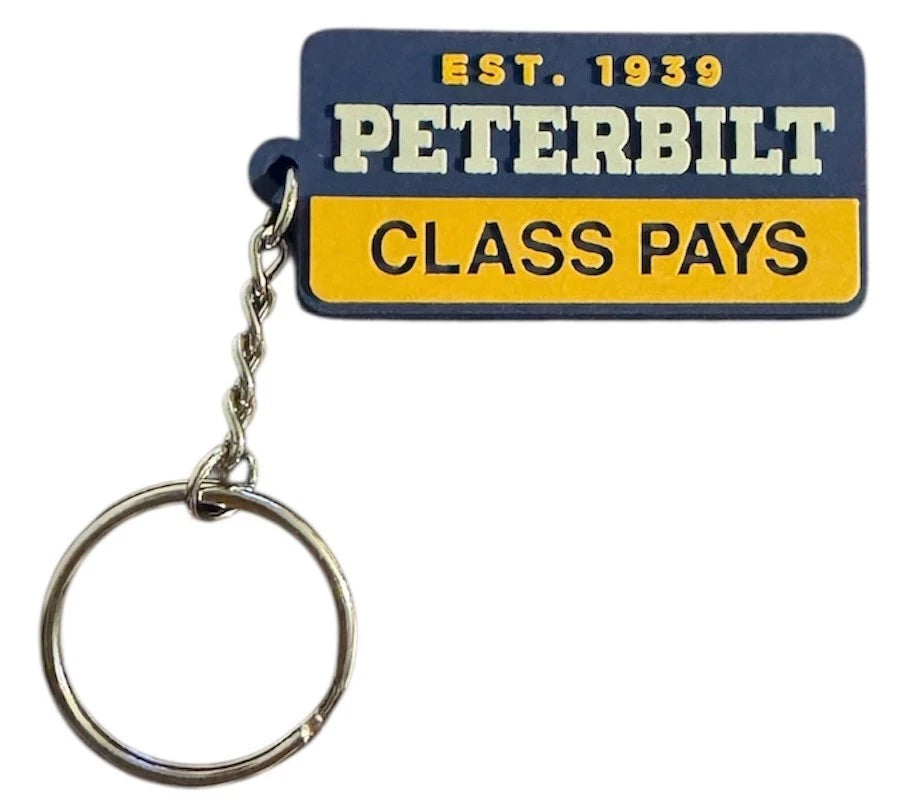 Keychain for Peterbilt Trucks Class (EST. 1939) - Blue and Yellow Metal Ring