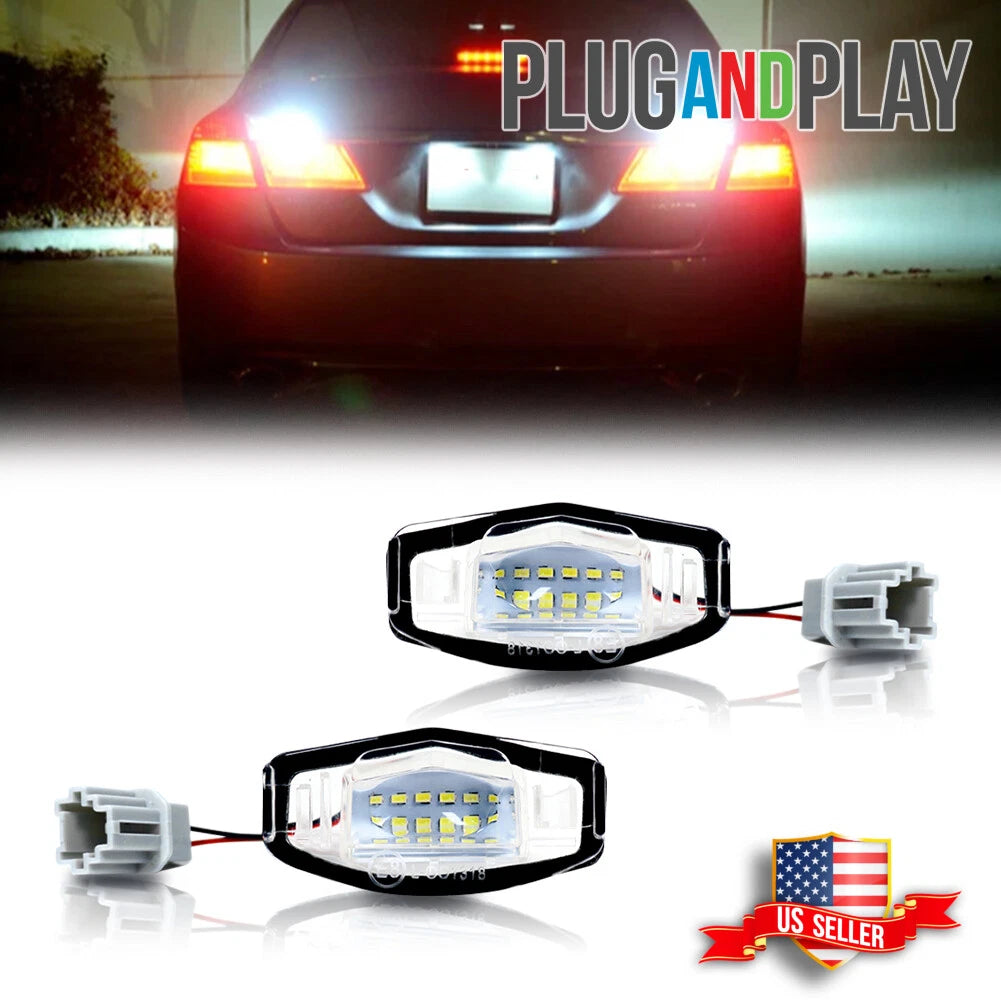 Bright White LED License Plate Lights for Honda Civic Acura MDX ILX 