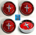 Center Caps Tri-Bar Pony Red Set for 1965–1966 Ford Mustang
