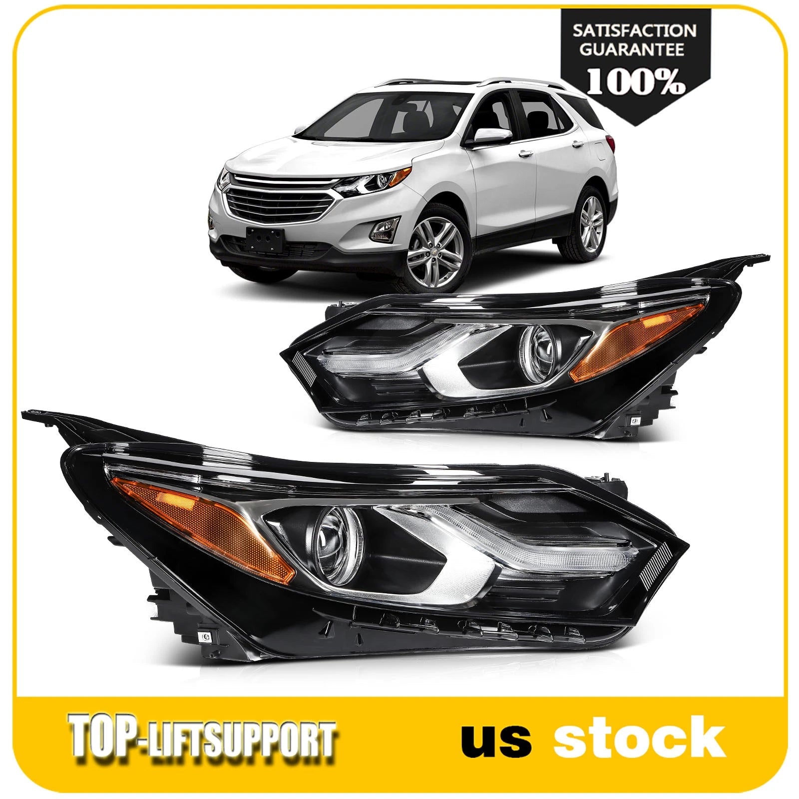 2X Headlight Assembly for Chevy Equinox (2018–2021)