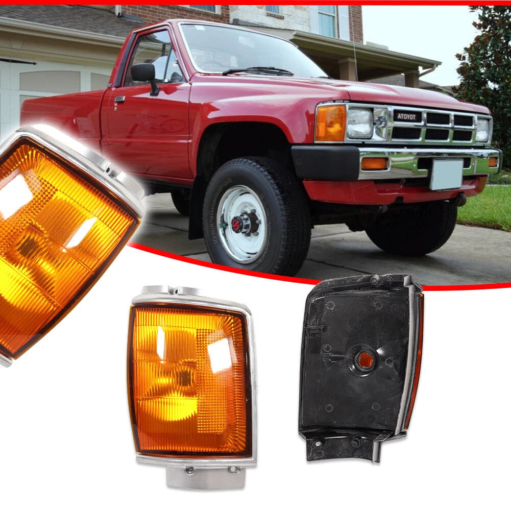 2X Amber Front Bumper Corner Lights for Toyota Pickup & 4Runner (1984–1986)