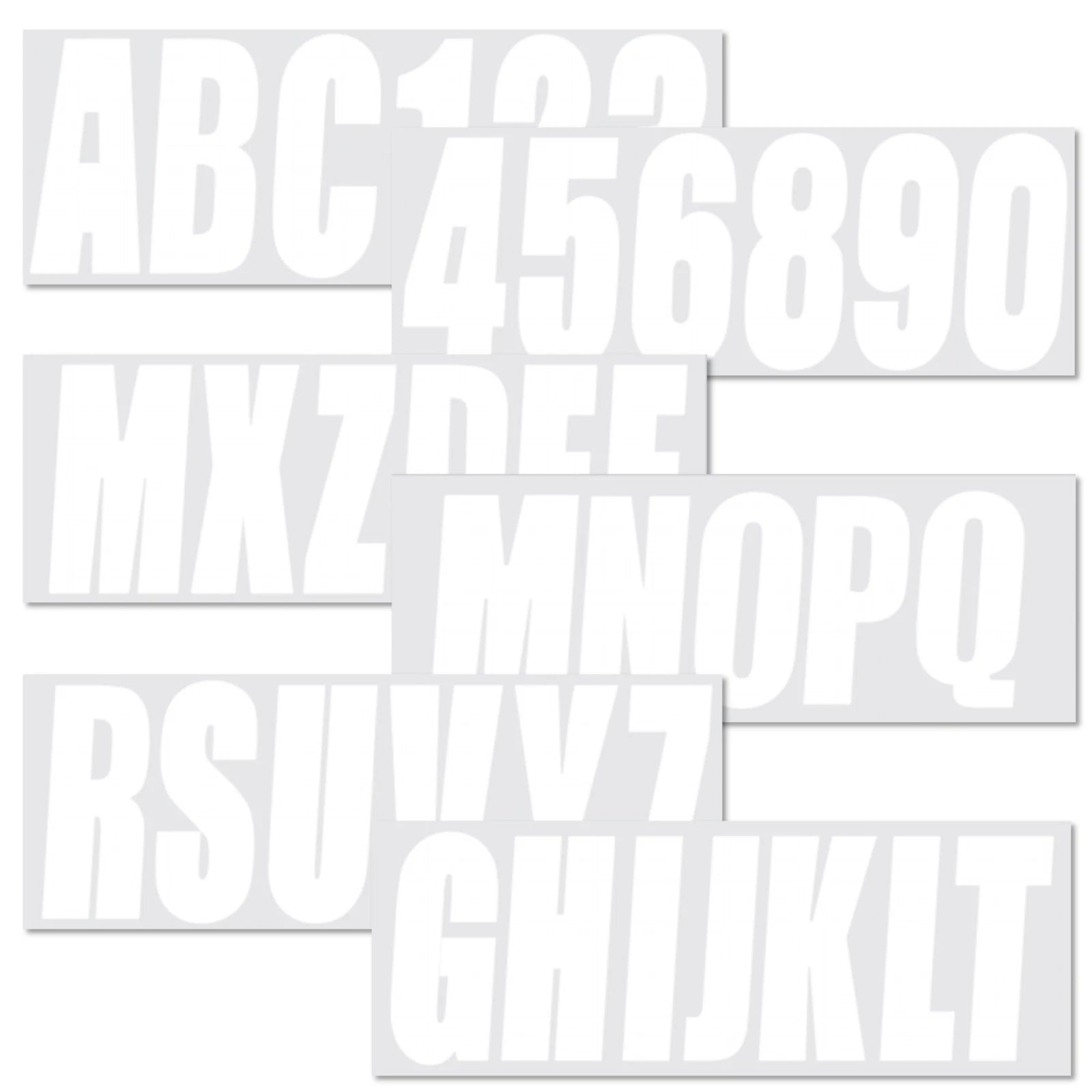 Set of 4 White Decals for Boat Registration Letters A-Z & Numbers 0-9