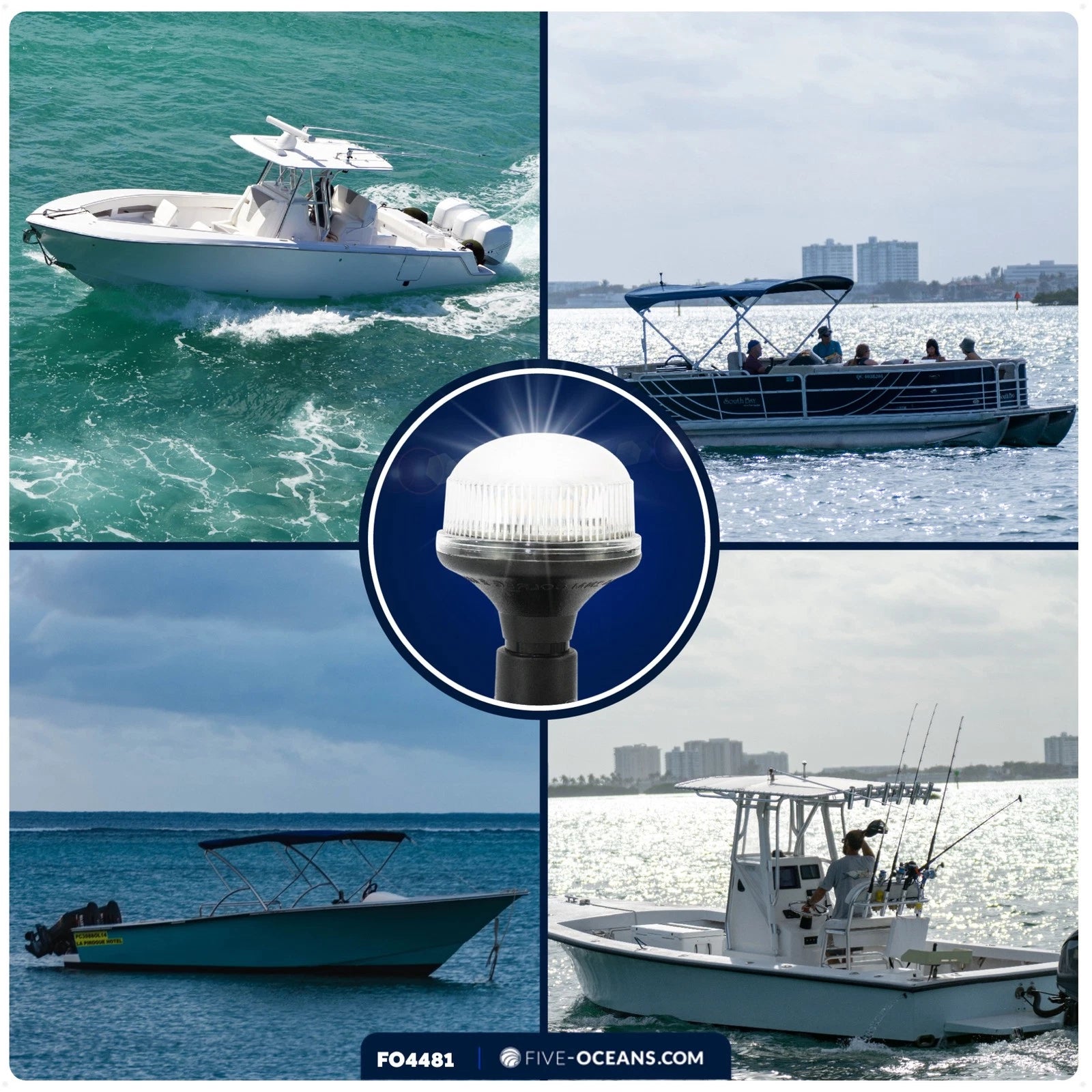LED Stern Light for Boat Navigation (12V DC, USCG 2NM, 4 Inch)