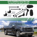 10 Pcs Front Suspension Kit for GMC  - Tie Rod Ends, Sway Bar Link, Ball Joint