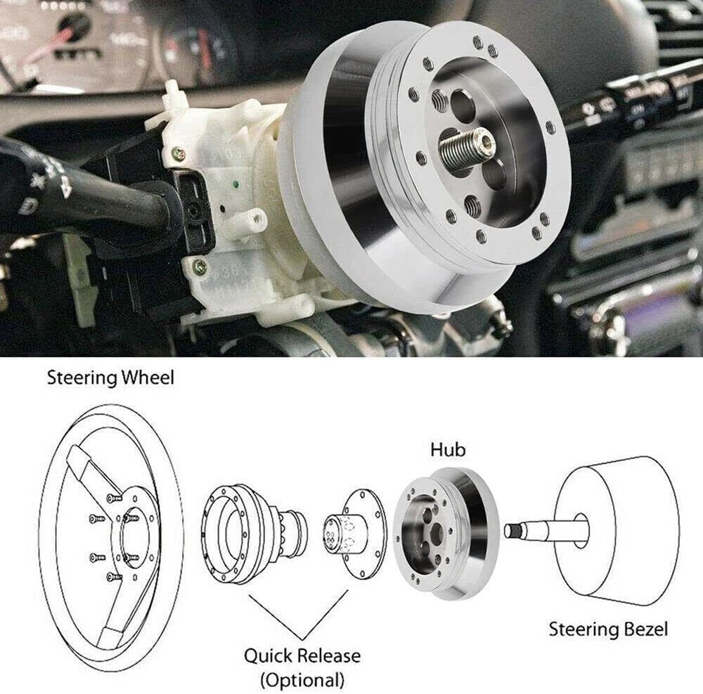 Polished Hub Adapter for GM Chevy 5 & 6 Hole Steering Wheel (Flaming River, Ididit)