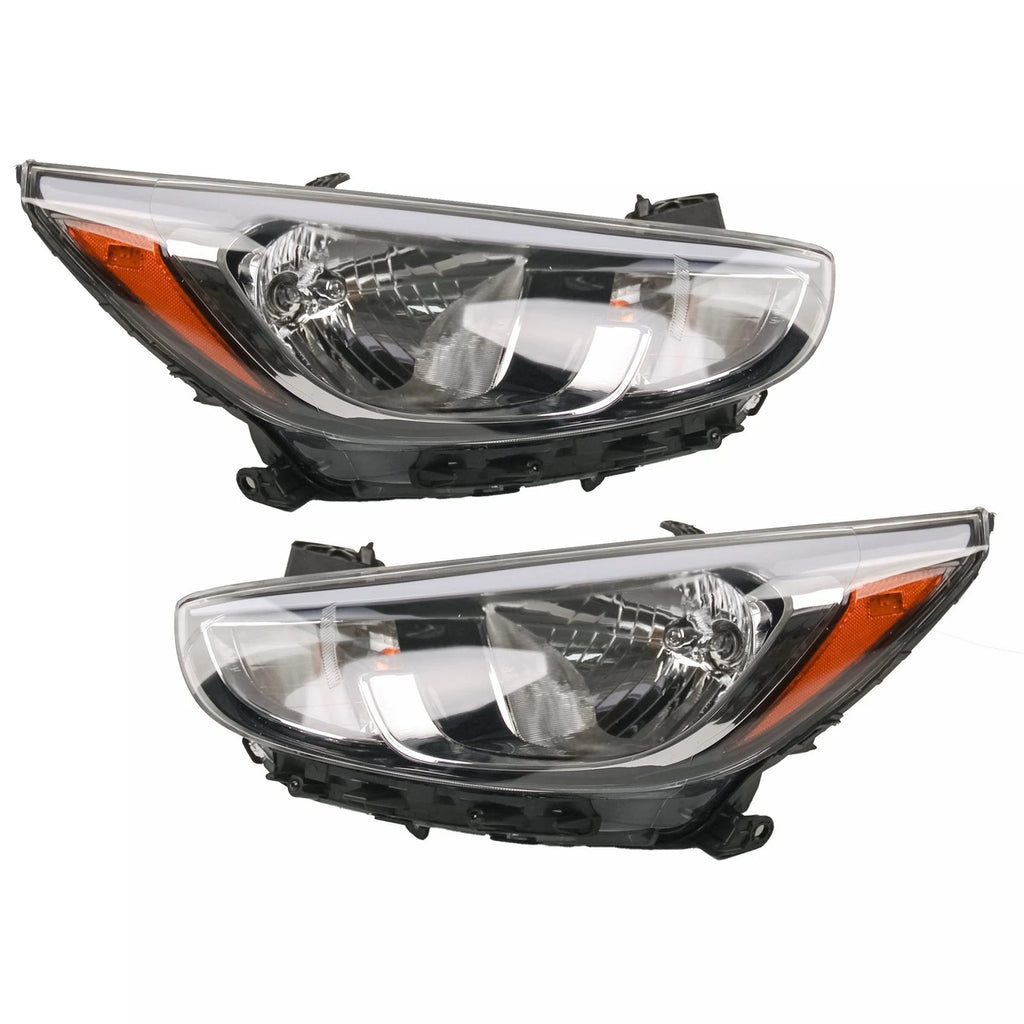 Set of 2 Headlamp Assemblies for Hyundai Accent (2015-2017)