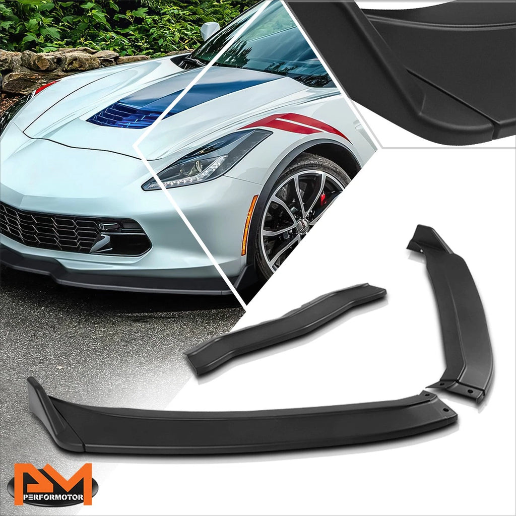 ST-Style Matte Black Front Bumper Body Kit Spoiler Lip for Chevy Corvette (2014–2019)