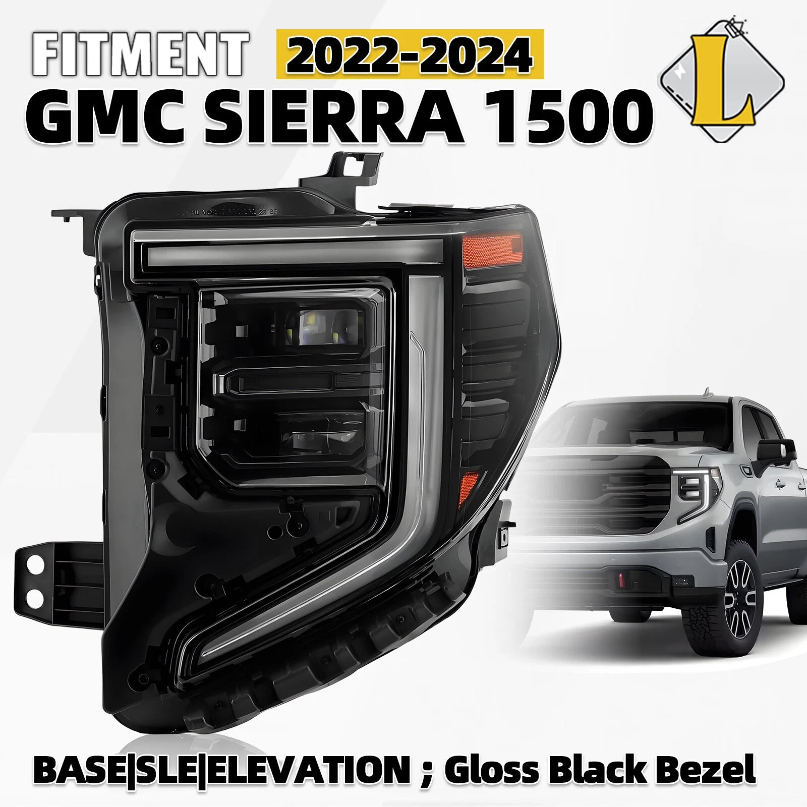 Full LED Headlight for GMC Sierra 1500 Elevation Pro SLE (2022–2026)
