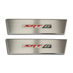 Stainless Door Badges w/Yellow Solid Vinyl "SRT 8" Inlay for 2009-14 Challenger