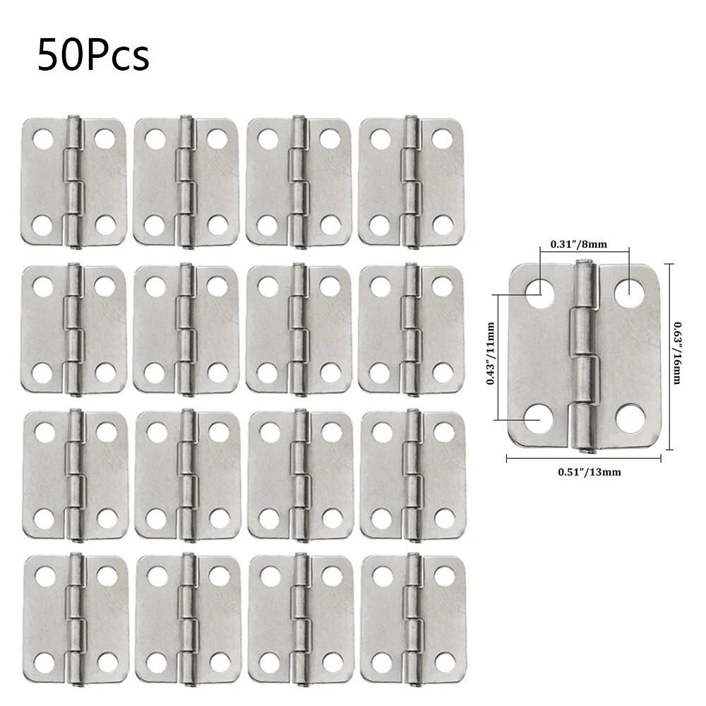 50Pcs Silver Metal Hinges for DIY Craft Jewelry Box (16x13mm)