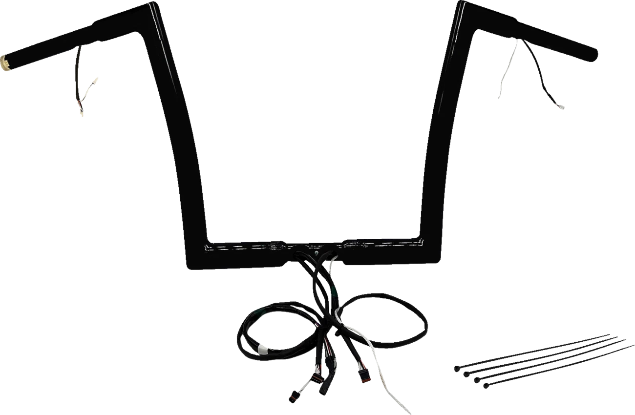1-1/4" Flat Top Handlebar Kit for Harley Davidson (EZ Install, 12", Black)