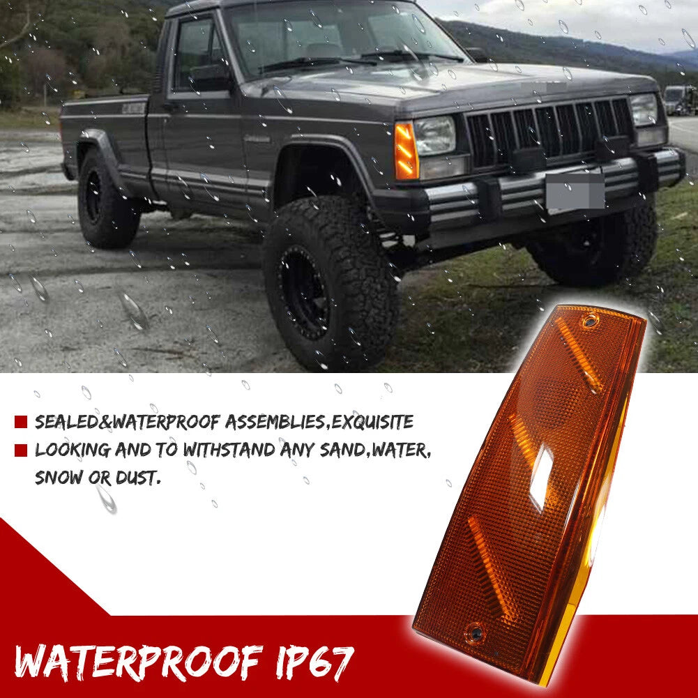 2X Amber LED Side Marker Lights for Jeep Cherokee Comanche Wagoneer (1984–1996)