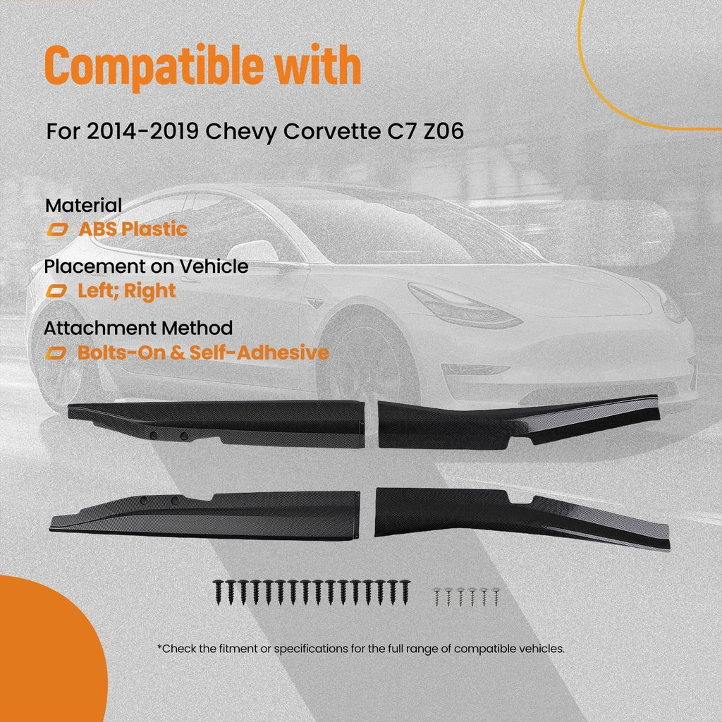 Set of 2 Carbon Style Side Skirts for Chevy Corvette C7 Z06 (2014–2019)
